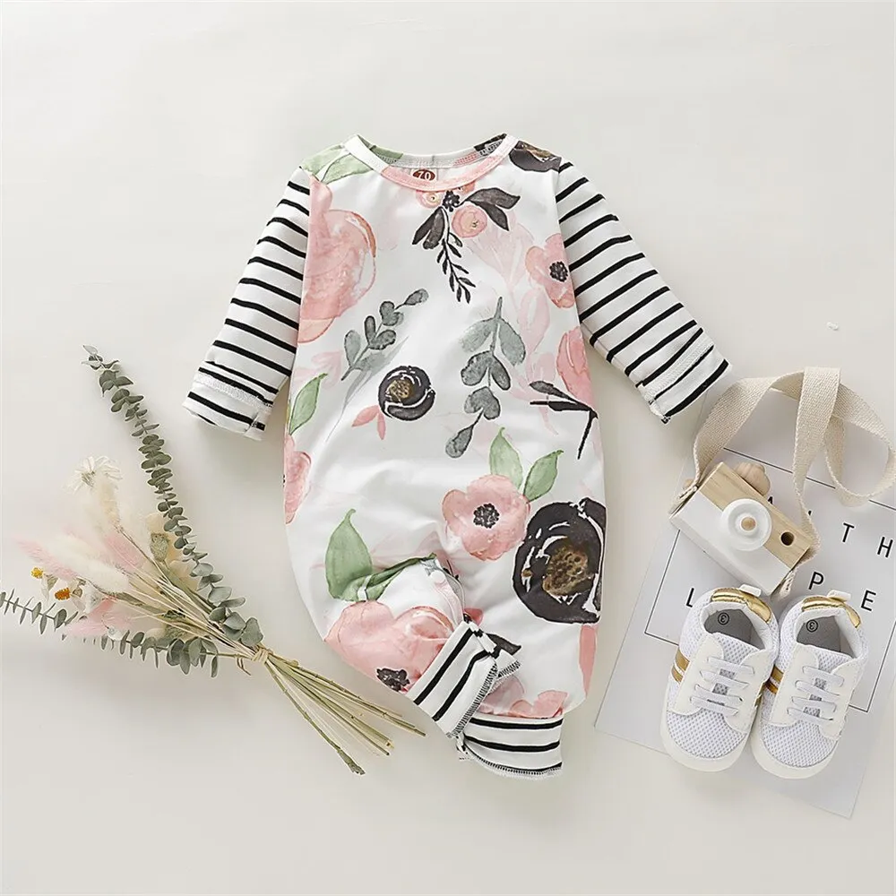 Baby Girl Floral Romper for Winters With Headband