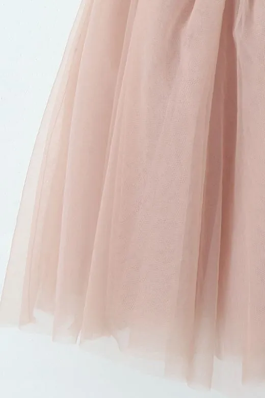 Kaya Bodycon Mini Wrap Tulle Dress - Oyster Pink