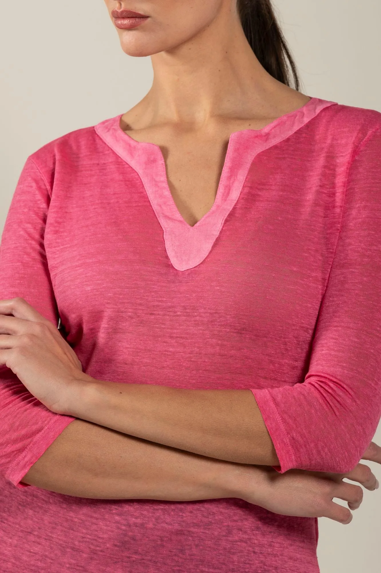 V-Neck Three-Quarter Sleeve Top