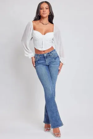 YMI Junior Heavy Stitch Mid-Rise Bootcut W/Embroidery
